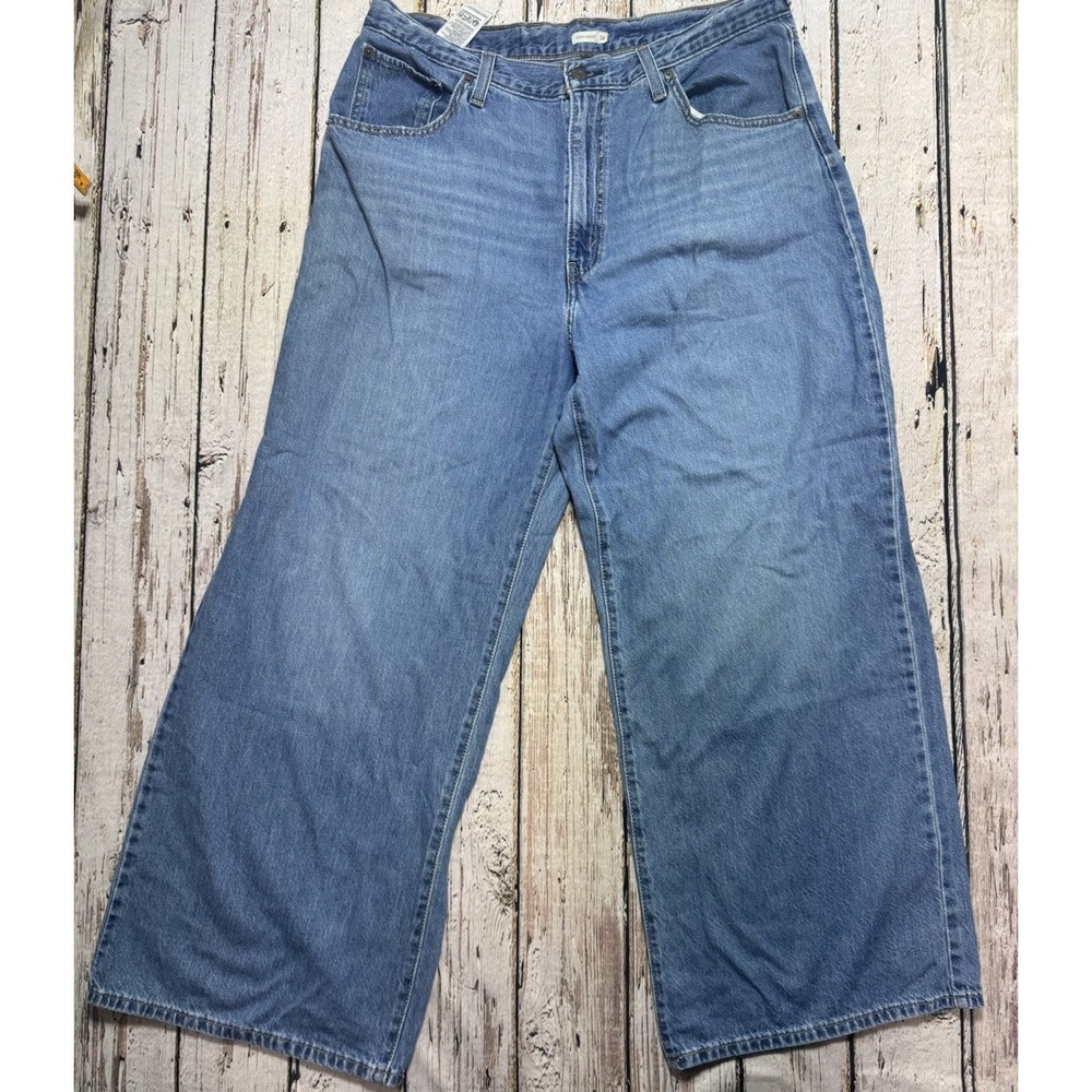 Levi's Cinch Baggy Jeans Womens 34 Blue High Rise Wide Leg Denim